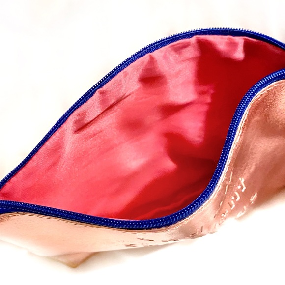 Ipsy Glam Bag Sparkly Metallic Rose Gold Cosmetic Makeup Bag Zip Pouch Clutch - Picture 7 of 13